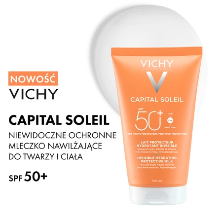 Vichy Capital Soleil, Schutzmilch SPF50+ für Gesicht und Körper, 150 ml