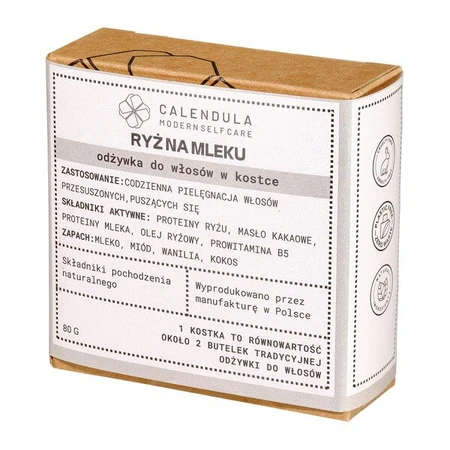 Calendula Modern Self Care, cube conditionneur de cheveux, Riz sur lait, 80 g