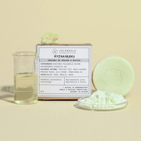 Calendula Modern Self Care, cube conditionneur de cheveux, Riz sur lait, 80 g