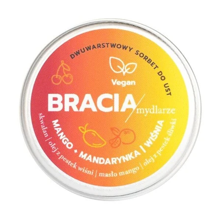 Soap Brothers, sorbete bicapa, bálsamo labial hidratante, Mango, Mandarina, Cereza, 15 ml