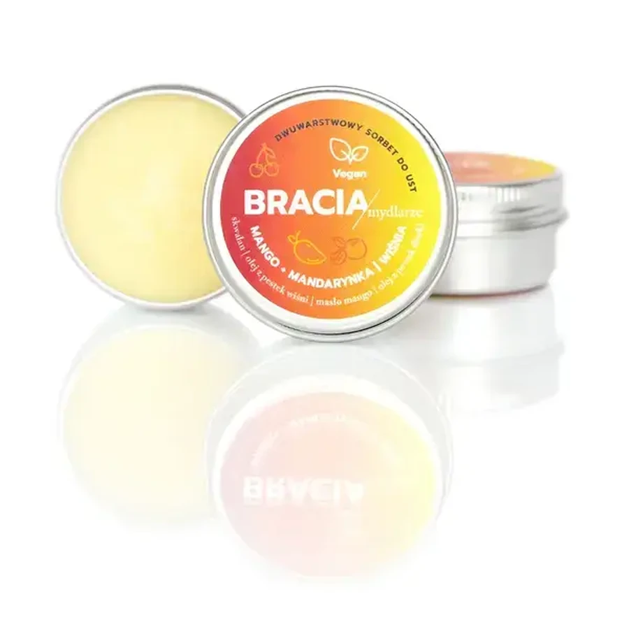 Soap Brothers, sorbete bicapa, bálsamo labial hidratante, Mango, Mandarina, Cereza, 15 ml
