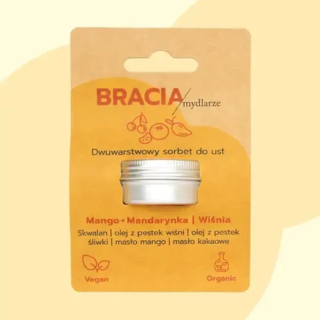 Soap Brothers, sorbete bicapa, bálsamo labial hidratante, Mango, Mandarina, Cereza, 15 ml