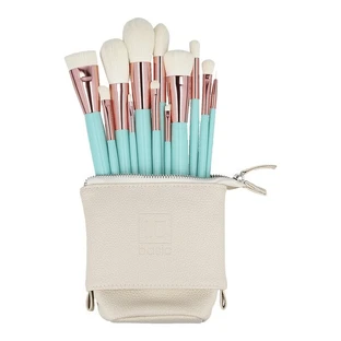 Ilu Basic, Set van 12 make-up kwasten + etui, turquoise