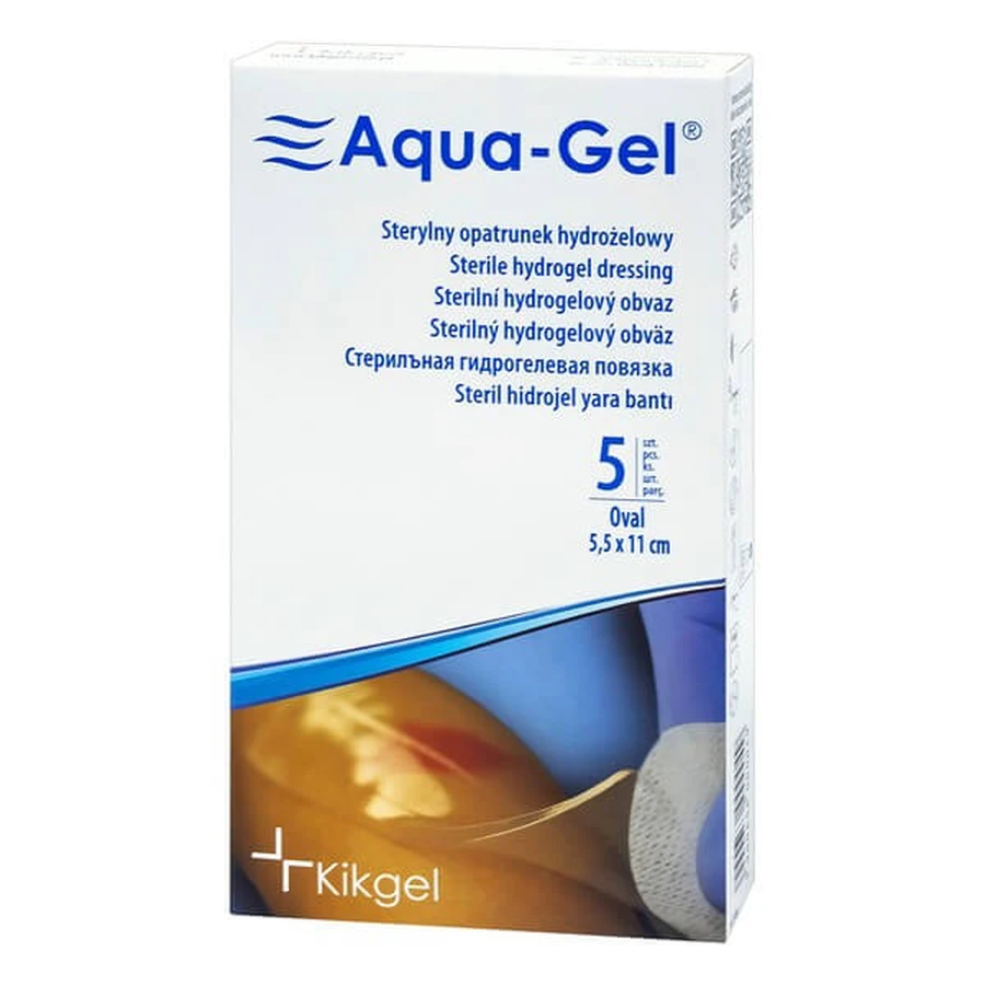 Aqua-Gel, apósito de hidrogel, 5,5 x 11 cm (oval), 5 uds.