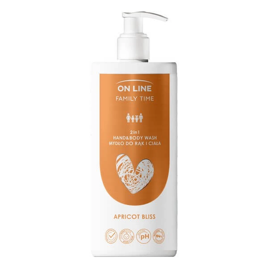 On Line Family Time, 2-in-1 Apricot Bliss soap, 500 ml.