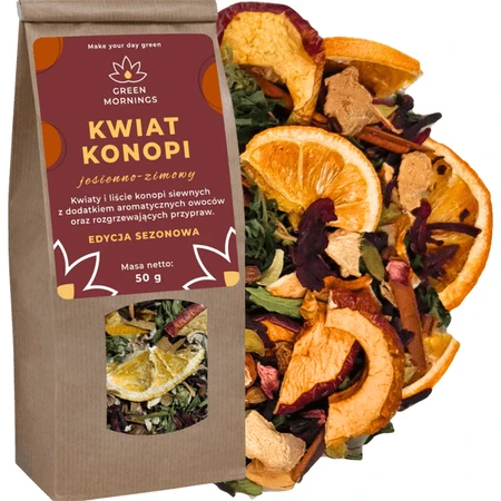 Green Mornings, Hemp Blossom, autumn/winter, spiced hemp seed tea, 50 g