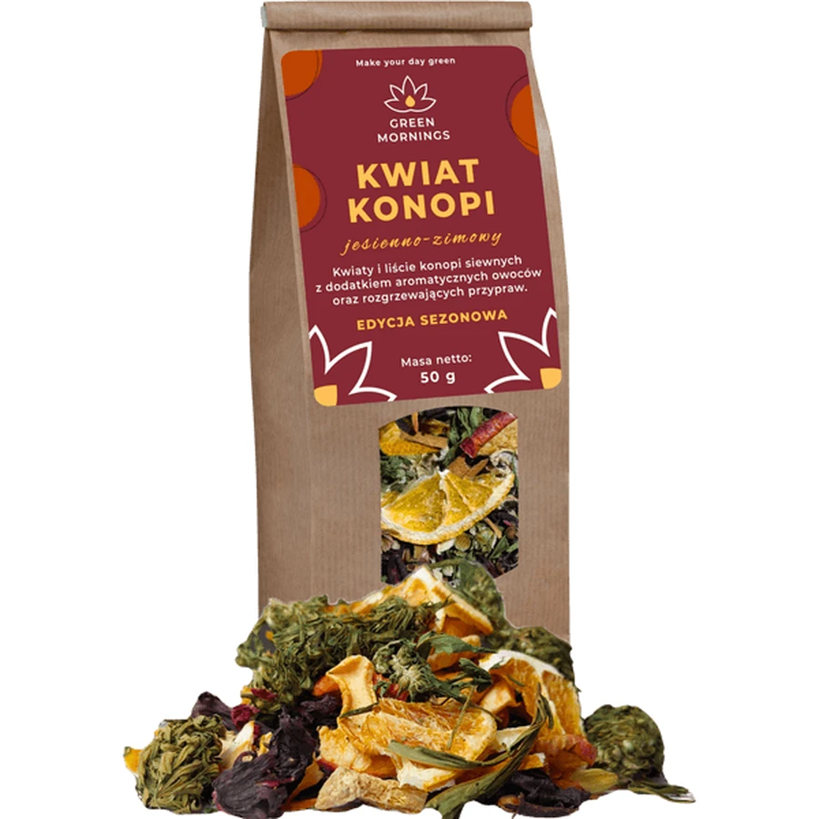 Green Mornings, Hemp Blossom, autumn/winter, spiced hemp seed tea, 50 g