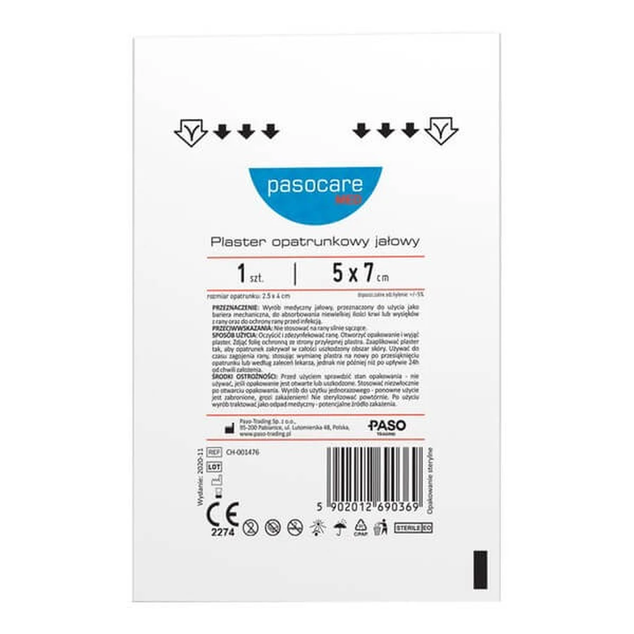 Pasocare Med, pleisterverband, steriel, 5 cm x 7 cm, 1 st.