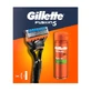 Gillette set, maquinilla Fusion5 + Fusion, gel de afeitado para pieles sensibles, 200 ml