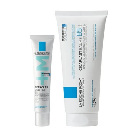 Kit La Roche-Posay, Effaclar Duo+ M, crema antiimperfecciones, 40 ml + Cicaplast Baume B5+, loción calmante para rostro y cuerpo, 100 ml