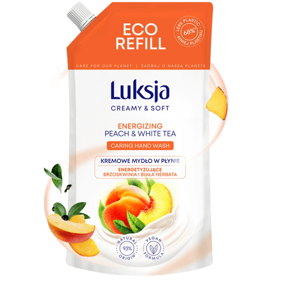 Luxja Creamy &amp; Soft, energizing liquid soap, Peach and White Tea, refill, 400 ml