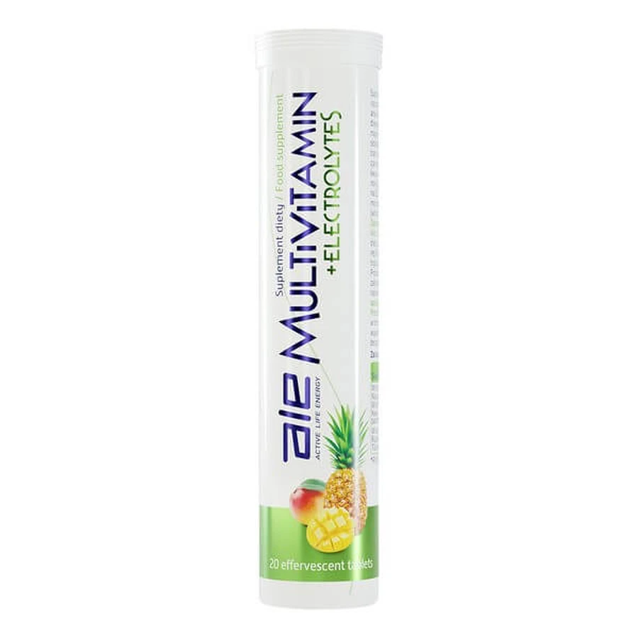 ALE Multivitamine + Electrolytes, comprimés effervescents, goût ananas-mangue, 20 pcs.