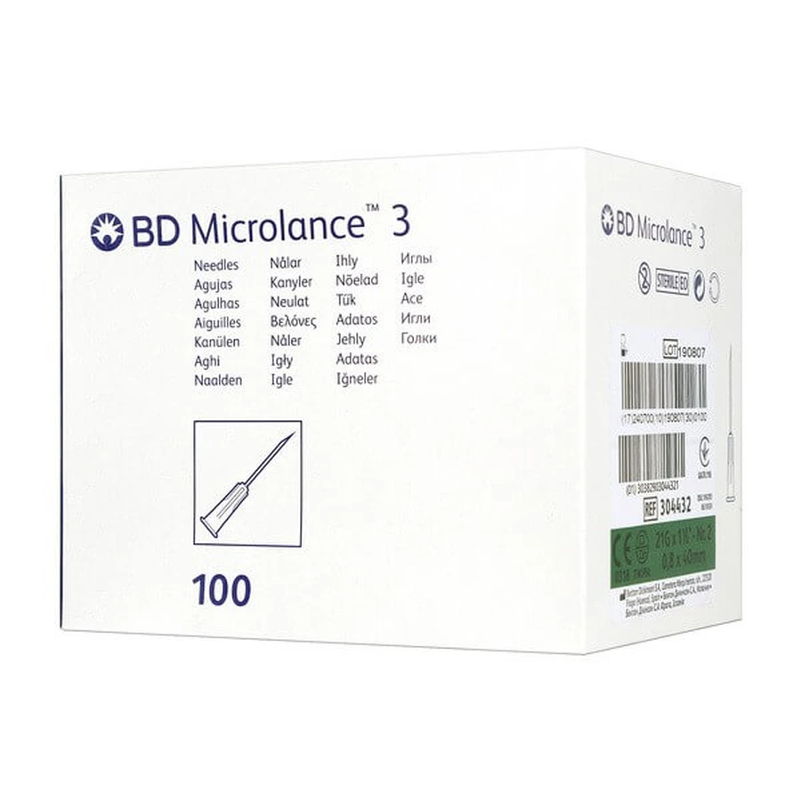 BD Microlance 3, ac, s.u., (0.8 x 40 mm), 100 buc.