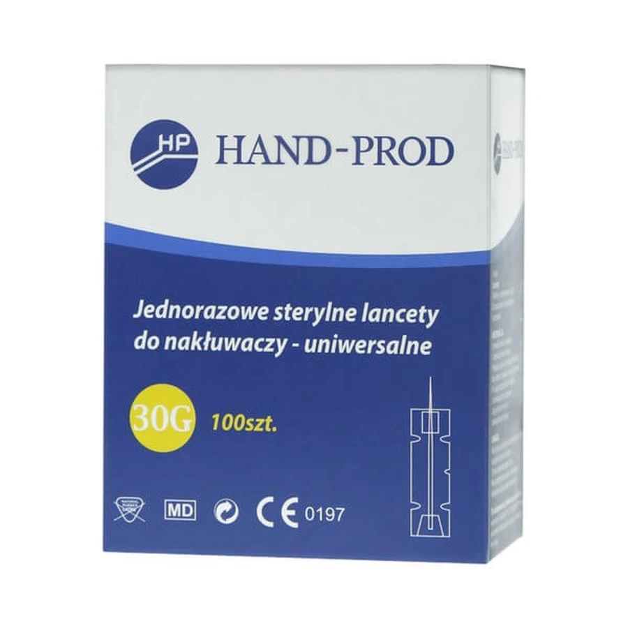 Hand-Prod, lancettes stériles universelles à usage unique pour lancettes, 100 pcs.