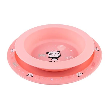 Canpol babies, set of dishes 2 elements, EXOTIC ANIMALS, pink, 1 piece.