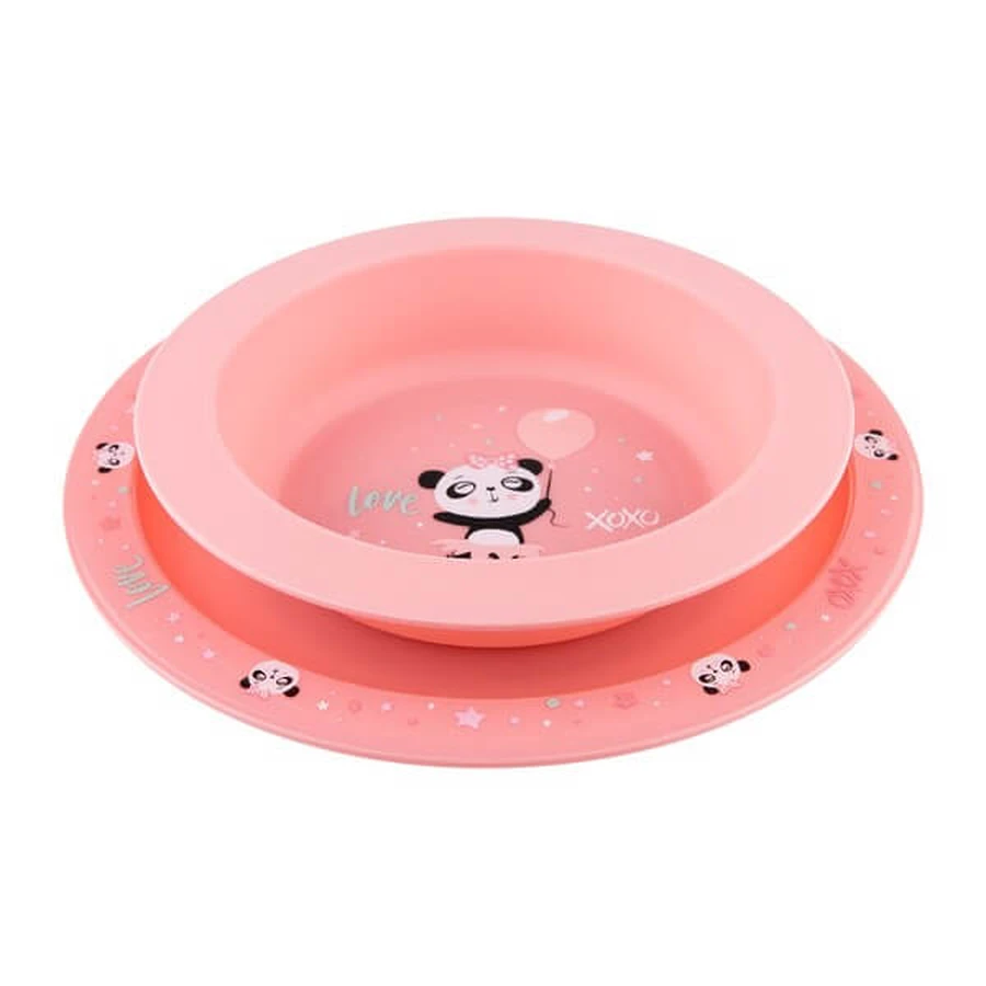Canpol babies, set of dishes 2 elements, EXOTIC ANIMALS, pink, 1 piece.