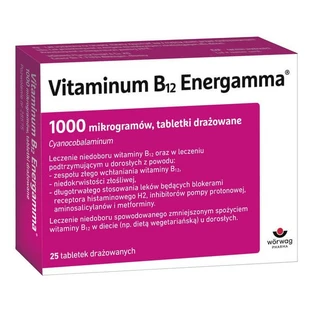 Vitaminum B12 Energamma, 1000 micrograms, irritated tablets, 25 pcs.