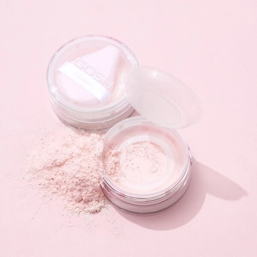 Gosh, Bake'n' Set, loser Puder mit Puderquaste, 001 Soft Pink, 15 g
