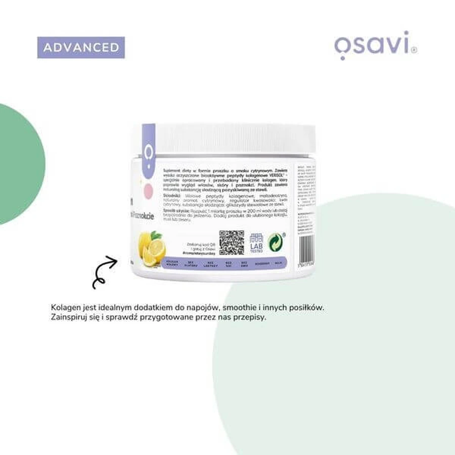 Osavi Collageen Haar, Huid en Nagels, poeder, citroensmaak, 150 g