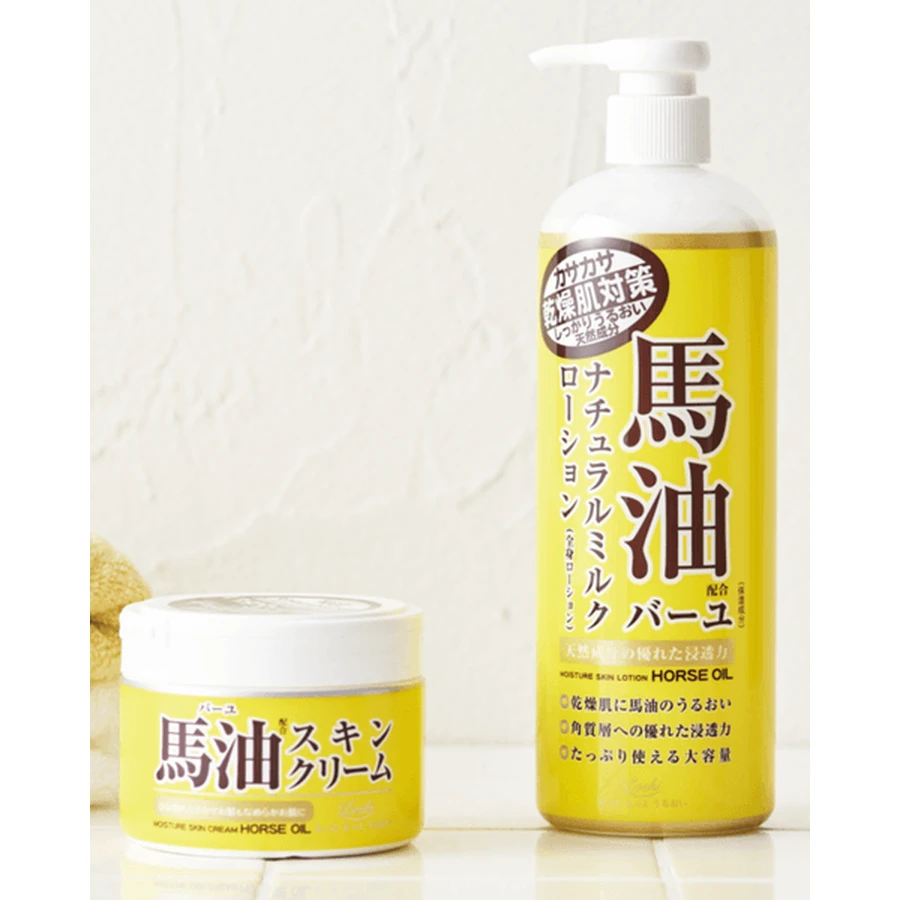 Loshi Moist Oil Natural Milk Lotion, moisturizing body milk with horse oil, 485 ml