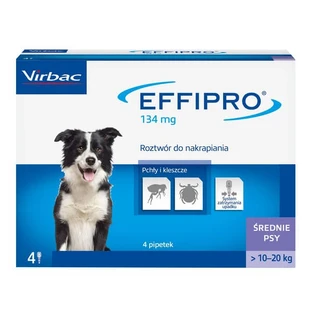 Effipro 134 mg, spot-on oplossing voor middelgrote honden 10 tot 20 kg, 4 x 1,34 ml