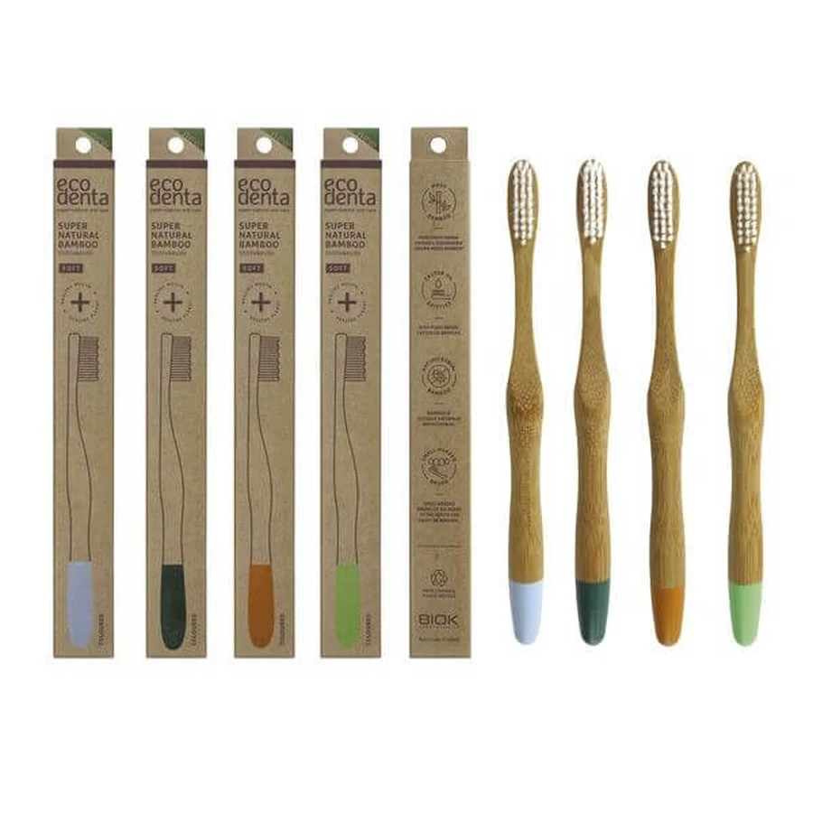 Ecodenta, brosse à dents en bambou, souple, 1 pc.