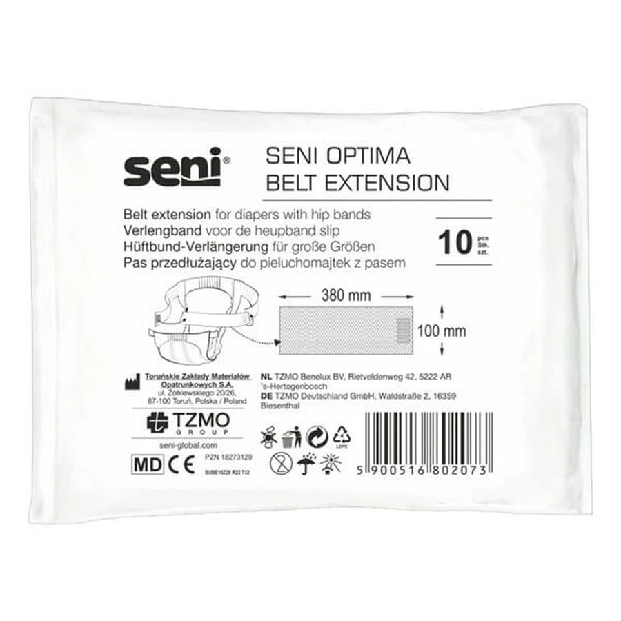 Seni Optima, cintura di estensione per pannolini, 380 mm x 100 mm, 10 pezzi.