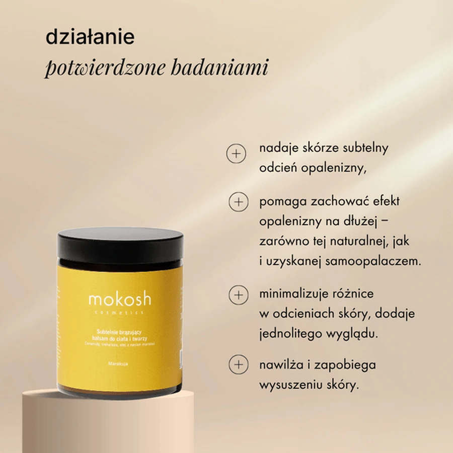 Mokosh, subtle bronzing body and face lotion, passion fruit, 180 ml