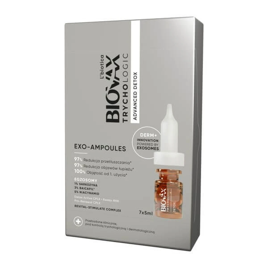 L'biotica Biovax Trychologic Advanced Detox, ontgiftende haarbehandeling, 7 x 5 ml