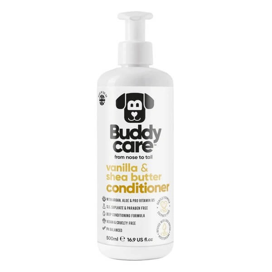 Buddycare, hondenconditioner, vanille en sheaboter, 500 ml