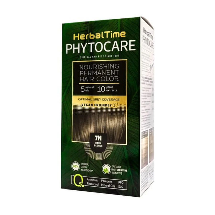 Herbal Time Phytocare, farba do włosów 7N, dark blonde, 130 ml: ceny i cechy