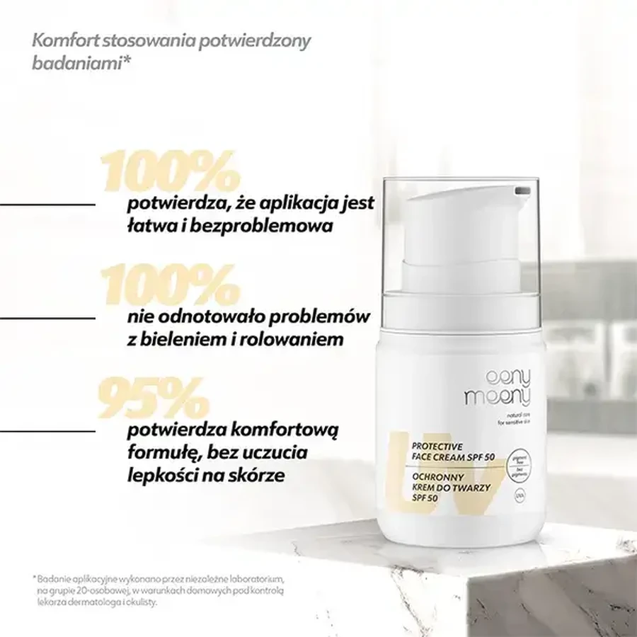 Eeny Meeny, protective UVA UVB SPF50 face cream, without pigment, 50 ml