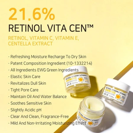 APLB Retinol Vitamine C Vitamine E Gezichtscrème, anti-verouderingscrème met retinol en vitamine C en E, 55 ml