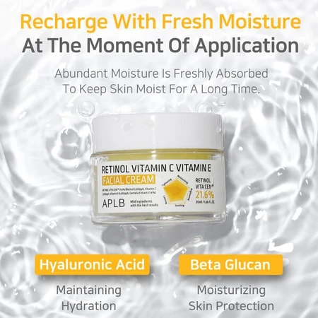 APLB Retinol Vitamine C Vitamine E Gezichtscrème, anti-verouderingscrème met retinol en vitamine C en E, 55 ml