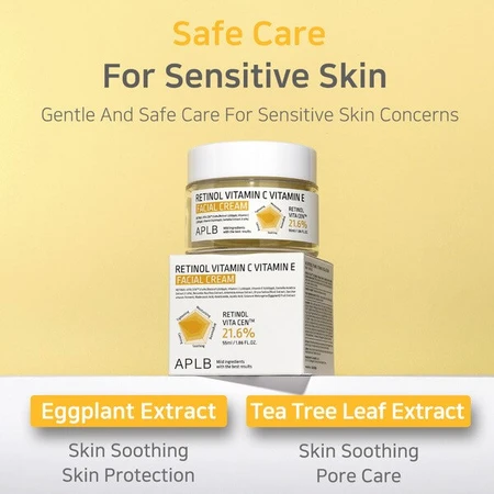 APLB Retinol Vitamine C Vitamine E Gezichtscrème, anti-verouderingscrème met retinol en vitamine C en E, 55 ml