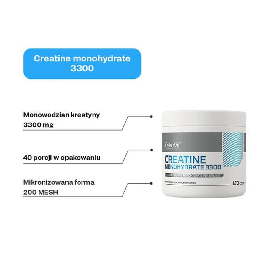 OstroVit Creatin Monohydrat 3300, Kapseln, 120 Stück.