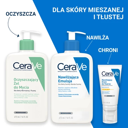 CeraVe set, cleansing cleansing gel for normal and oily skin, 473 ml + refill pack, 473 ml