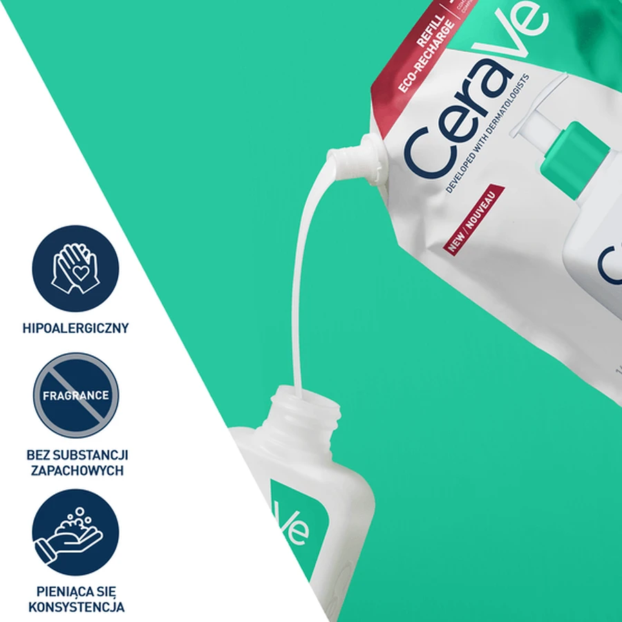 CeraVe set, cleansing cleansing gel for normal and oily skin, 473 ml + refill pack, 473 ml