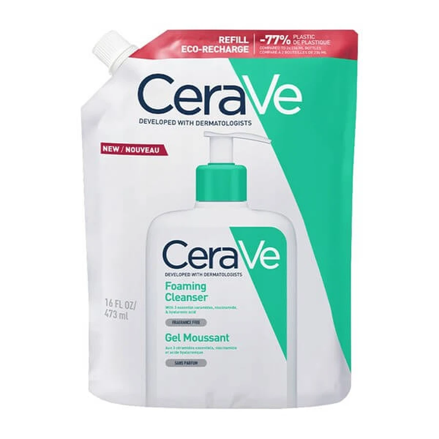 CeraVe set, cleansing cleansing gel for normal and oily skin, 473 ml + refill pack, 473 ml