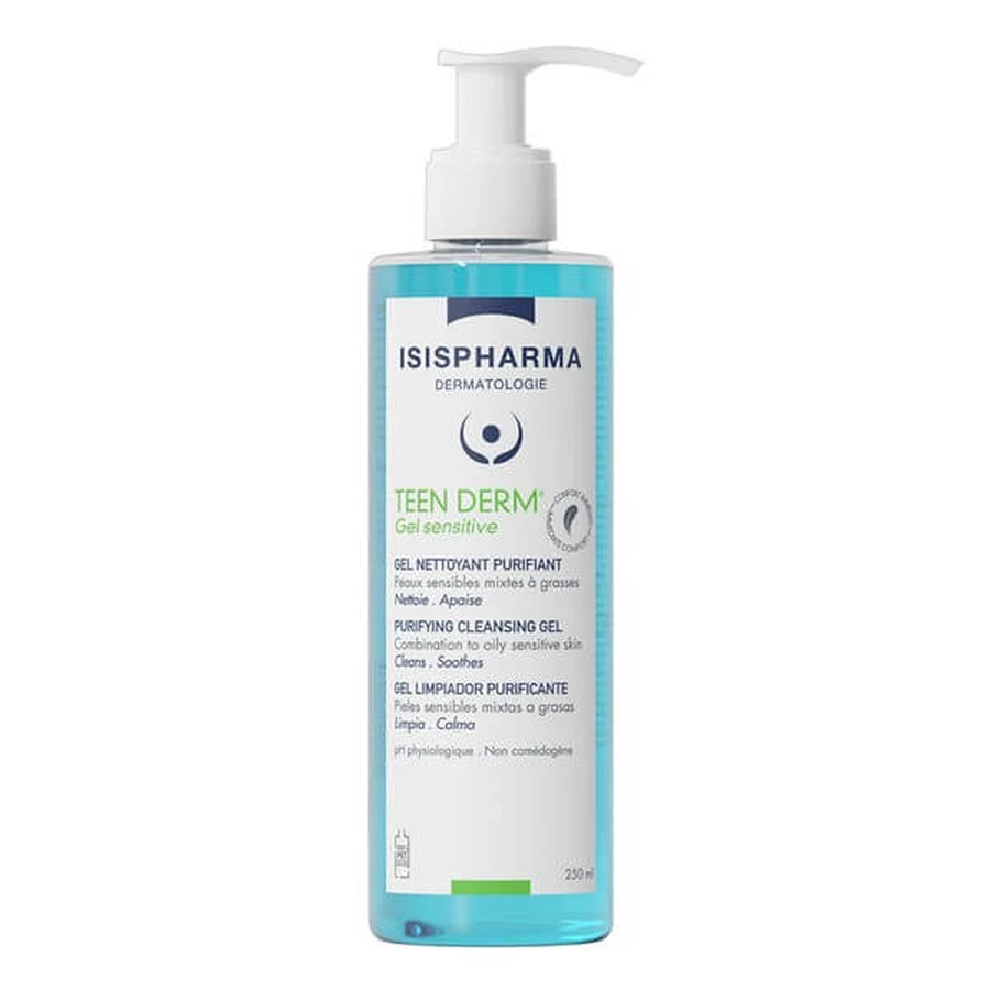ISISPHARMA TEEN DERM GEL SENSITVE, gel nettoyant pour le visage, 400 ml