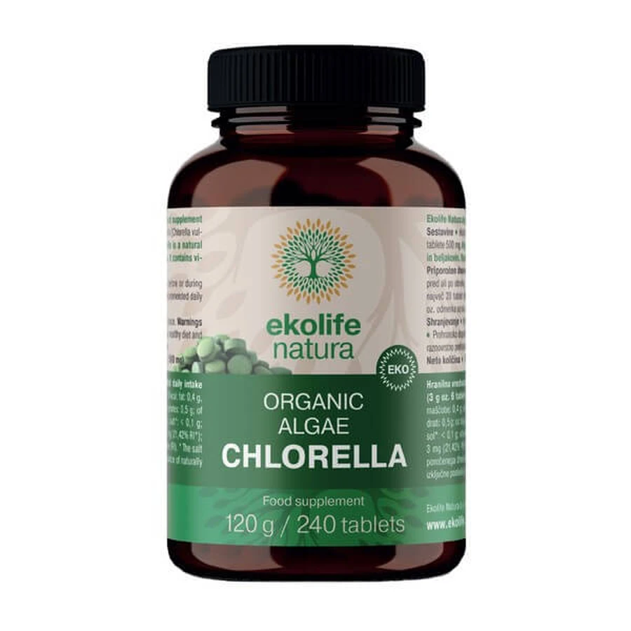 Ekolife Natura Organic Chlorella 500 mg, comprimidos, 240 uds.