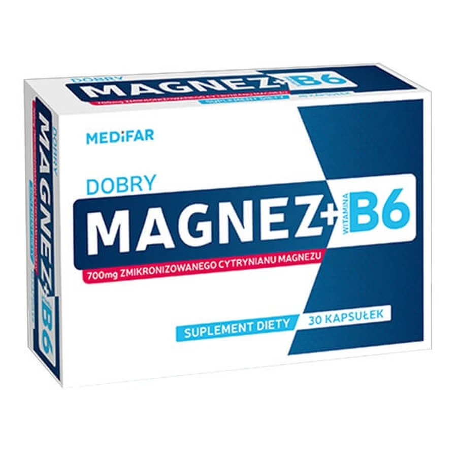 Medifar Magnesium B6, Kapseln, 30 Stück.