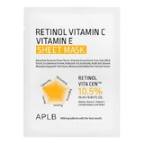 APLB Retinol Vitamin C Vitamin E Sheet Mask, facial sheet mask with retinol and vitamins C and E, 25 ml