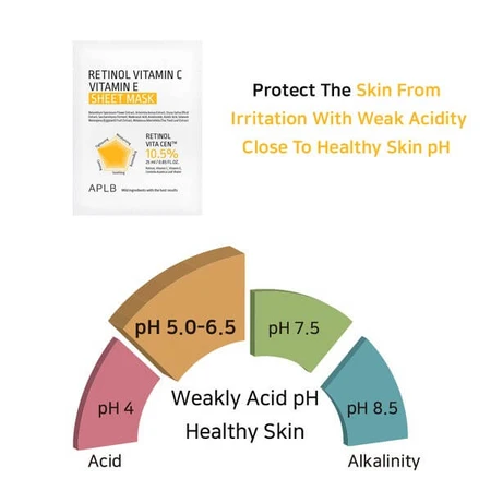 APLB Retinol Vitamin C Vitamin E Sheet Mask, masque facial en feuilles au rétinol et aux vitamines C et E, 25 ml