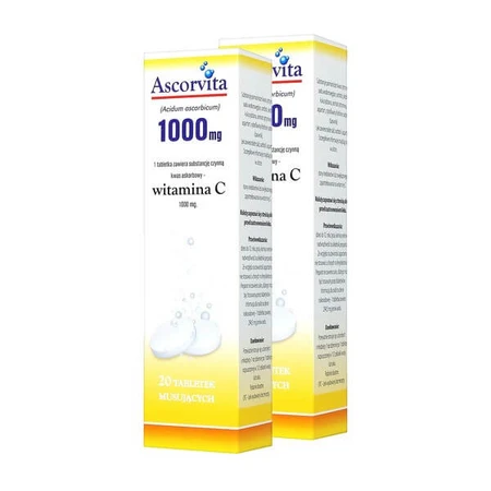 Set of 2x Ascorvita, 1000 mg, effervescent tablets, 20 pcs.