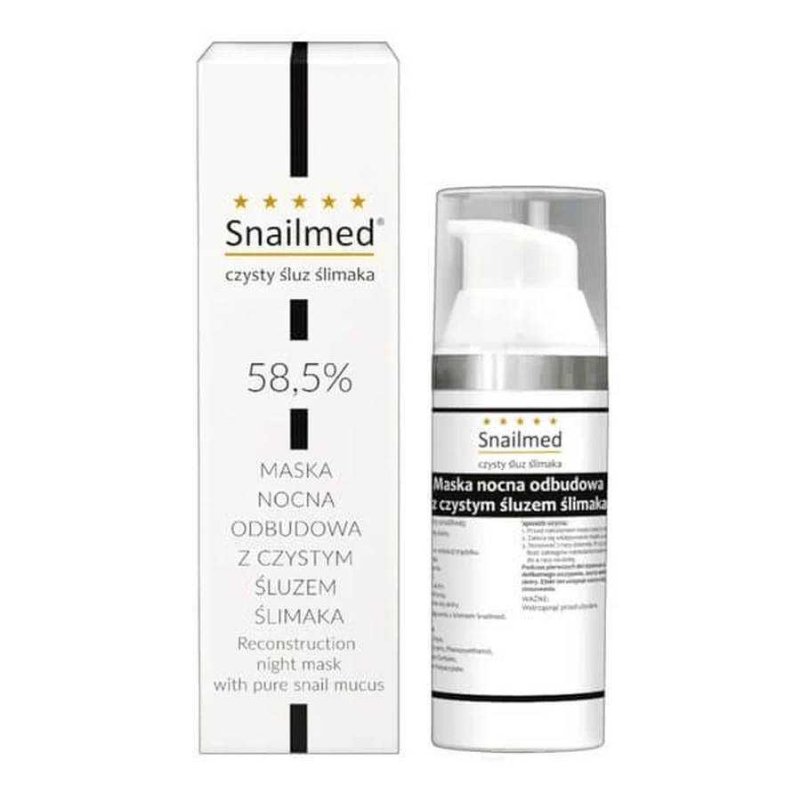 Snailmed, herstellend nachtmasker met slakkenslijm en hyaluronzuur, 30 ml