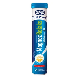 Kruger Vital Power Magnésium Relaxation Melissa + B6, comprimés effervescents, goût citron, 20 pcs.