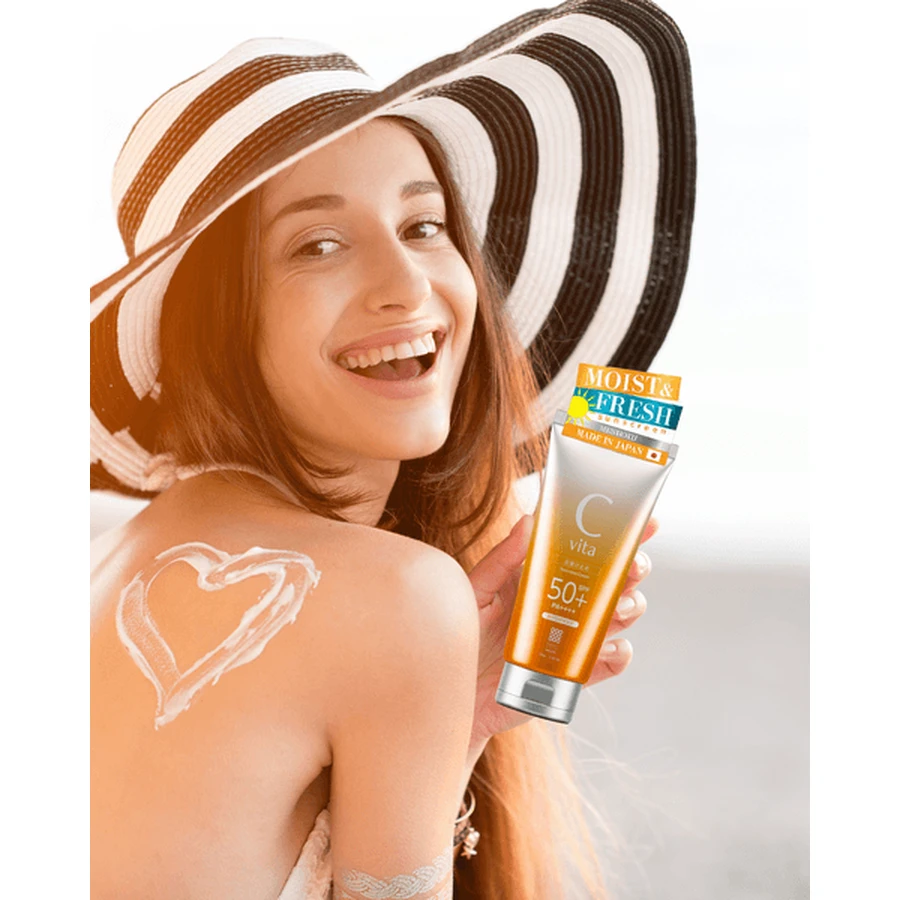 Meishoku C Vita Sunscreen Cream SPF50+, sunscreen with velvety, lightweight texture, 50 g