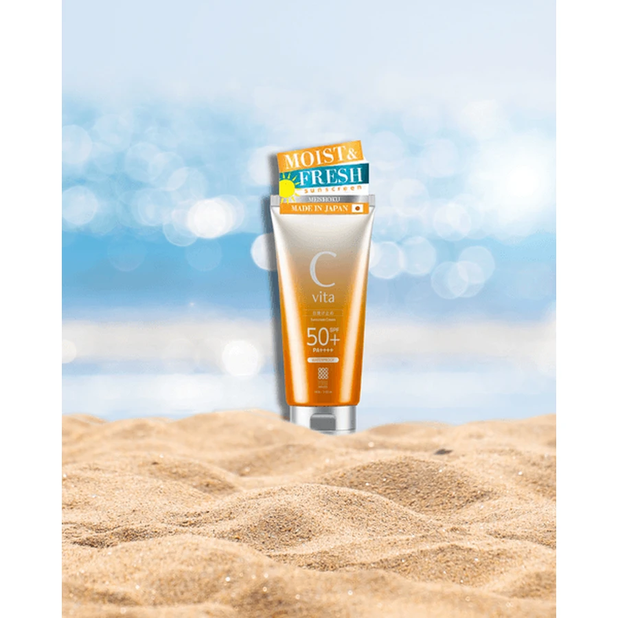 Meishoku C Vita Sunscreen Cream SPF50+, sunscreen with velvety, lightweight texture, 50 g