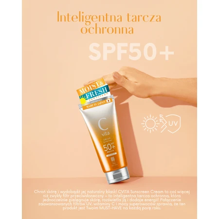 Meishoku C Vita Sunscreen Cream SPF50+, sunscreen with velvety, lightweight texture, 50 g